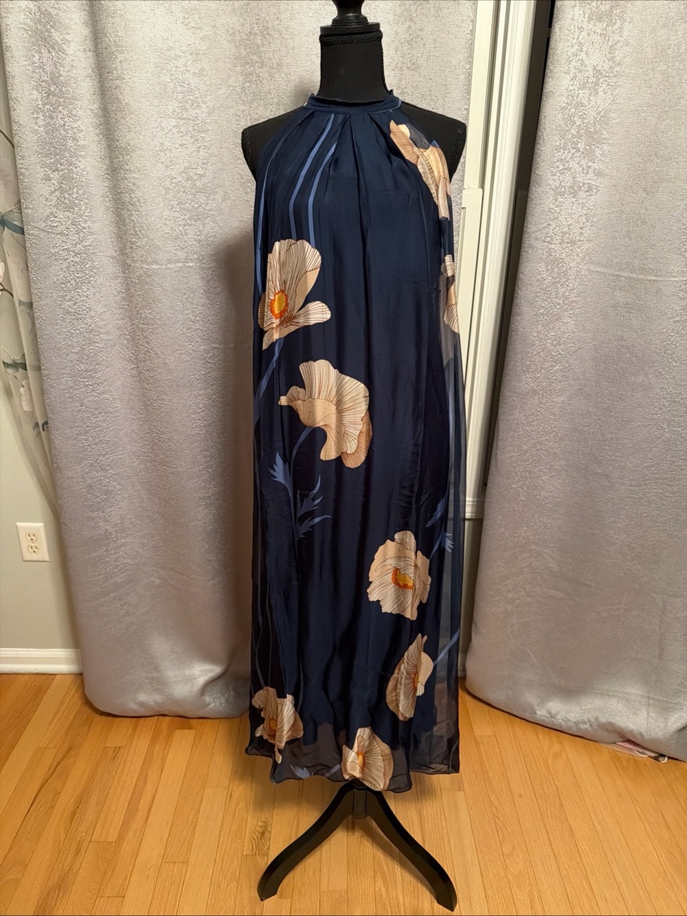 Navy Floral Halter Maxi Dress